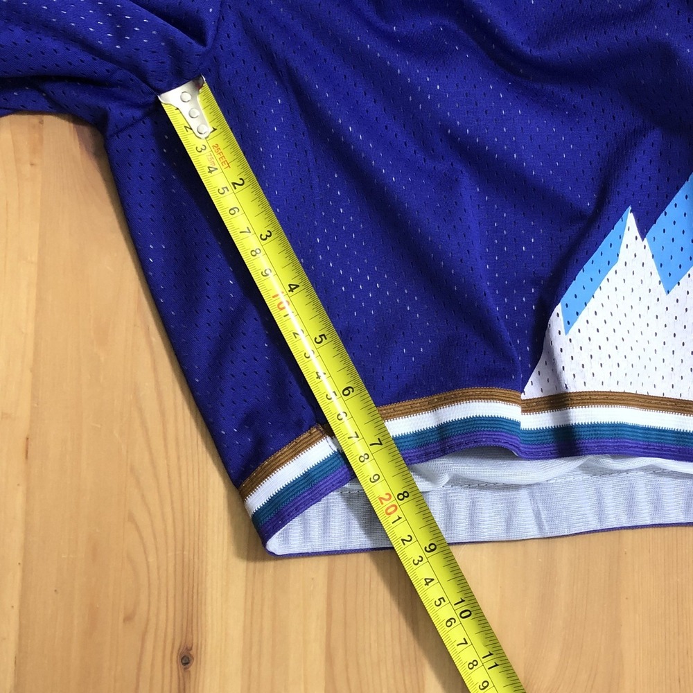 Utah Jazz Just Don 1996-97 Embroidered Print Basketball Shorts Sz S Purple NBA - Picture 15 of 15